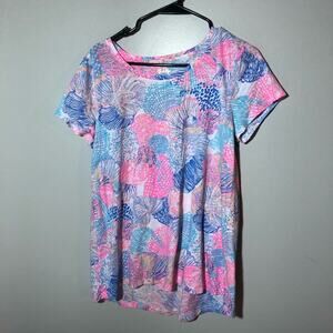 Lilly Pulitzer womens L colorful cotton short sleeve tshirt coral seashell